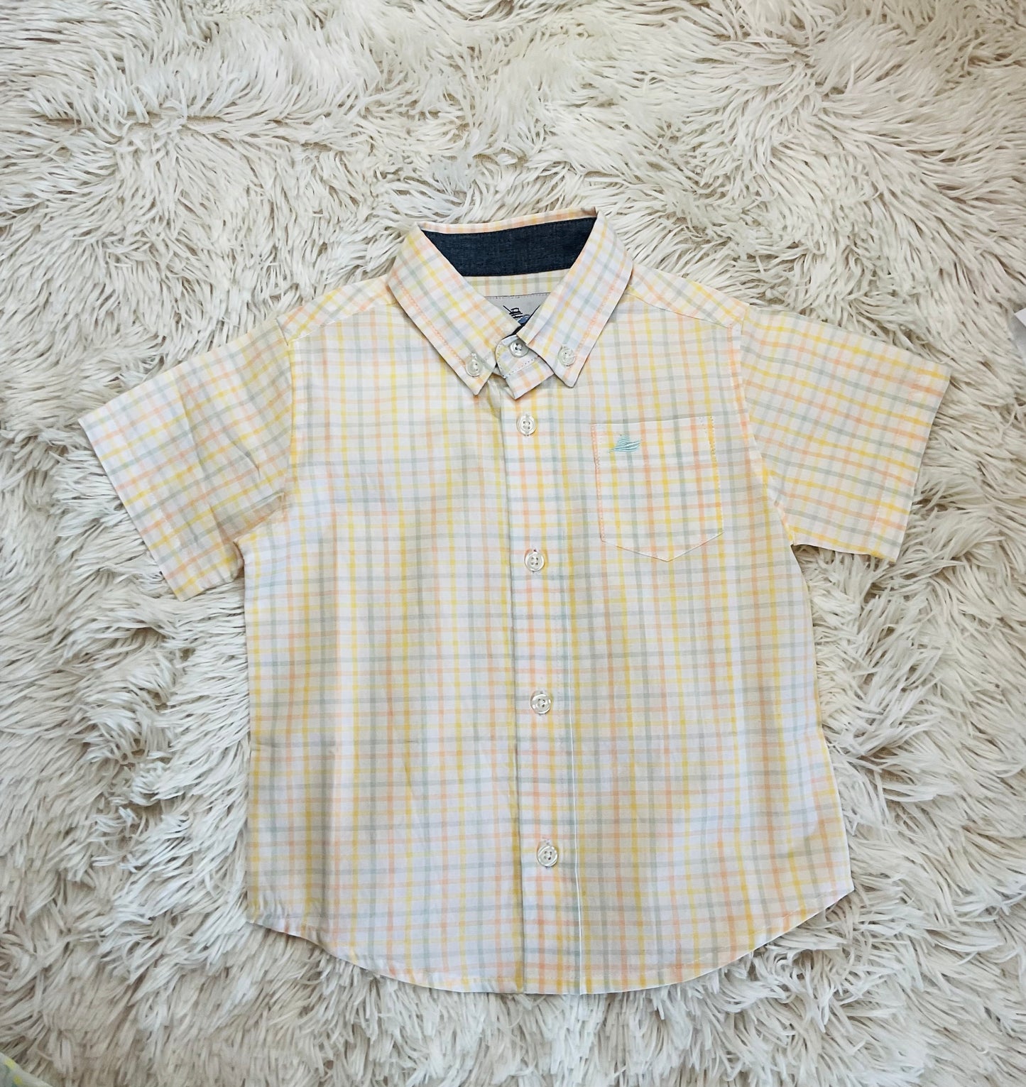 SS Green and Yellow Plaid Dress Shirt