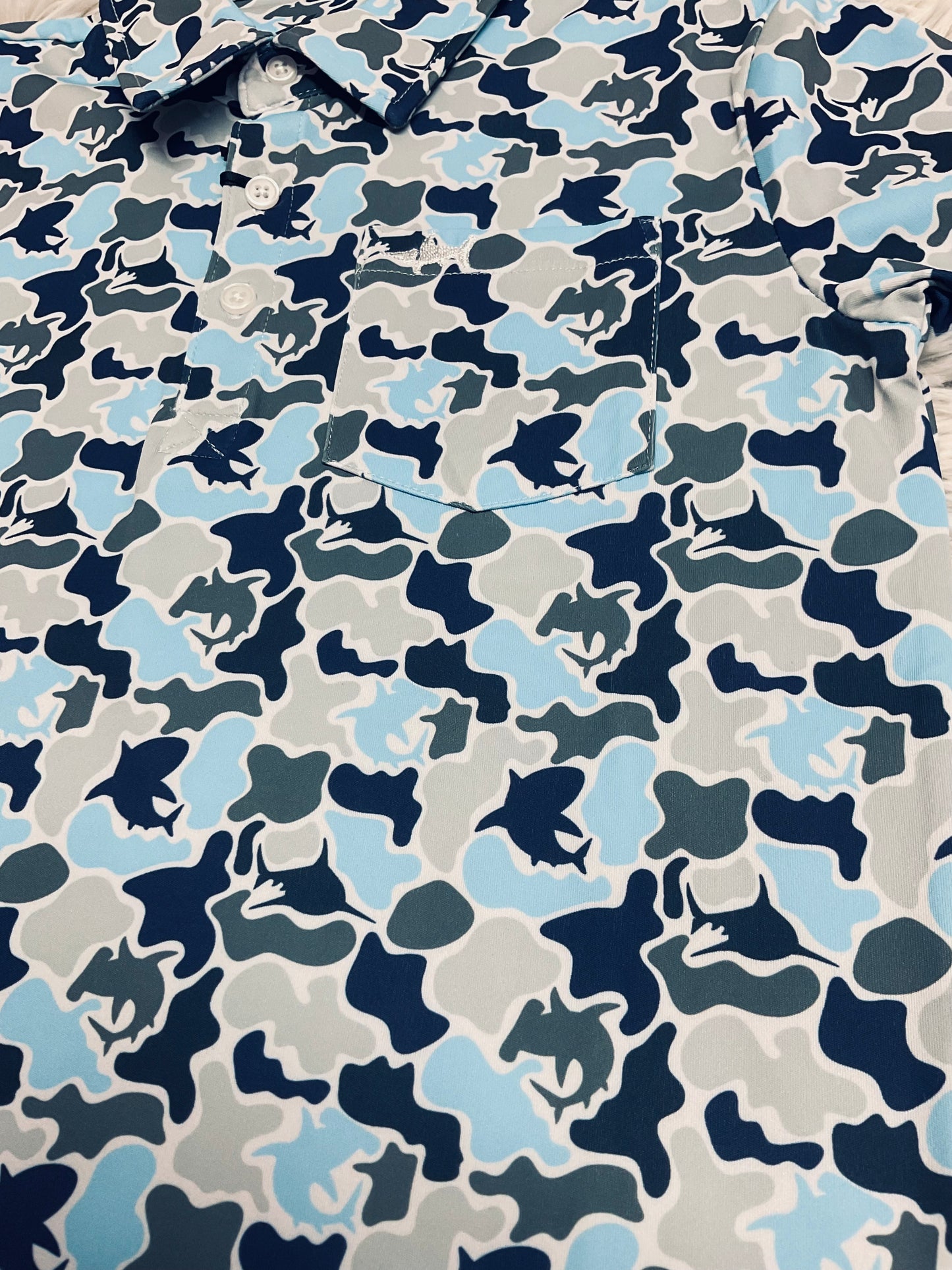 Fish Camo Print Inshore Performance Polo