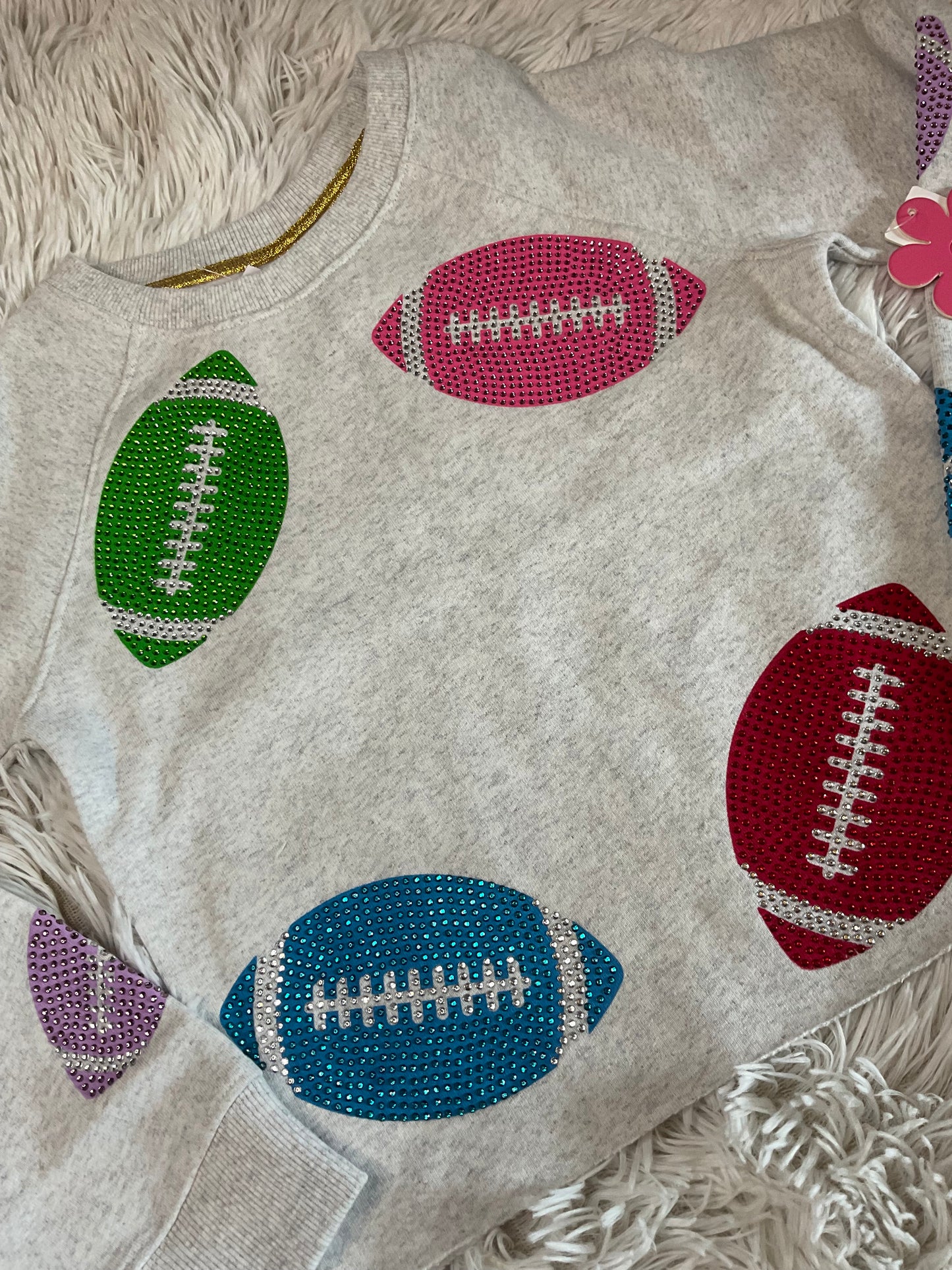 Rhinestone Footballs Sweatshirt