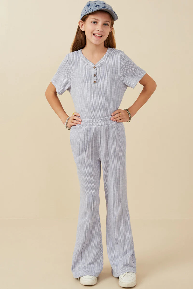 Rib Knit Marled Wide leg Pants