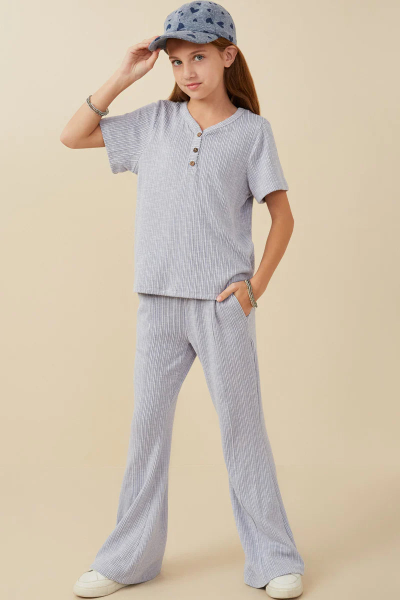 Rib Knit Marled Henley