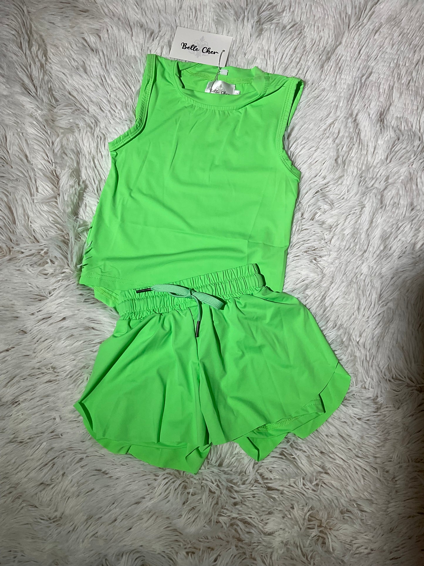 Neon Green Butterfly Shorts