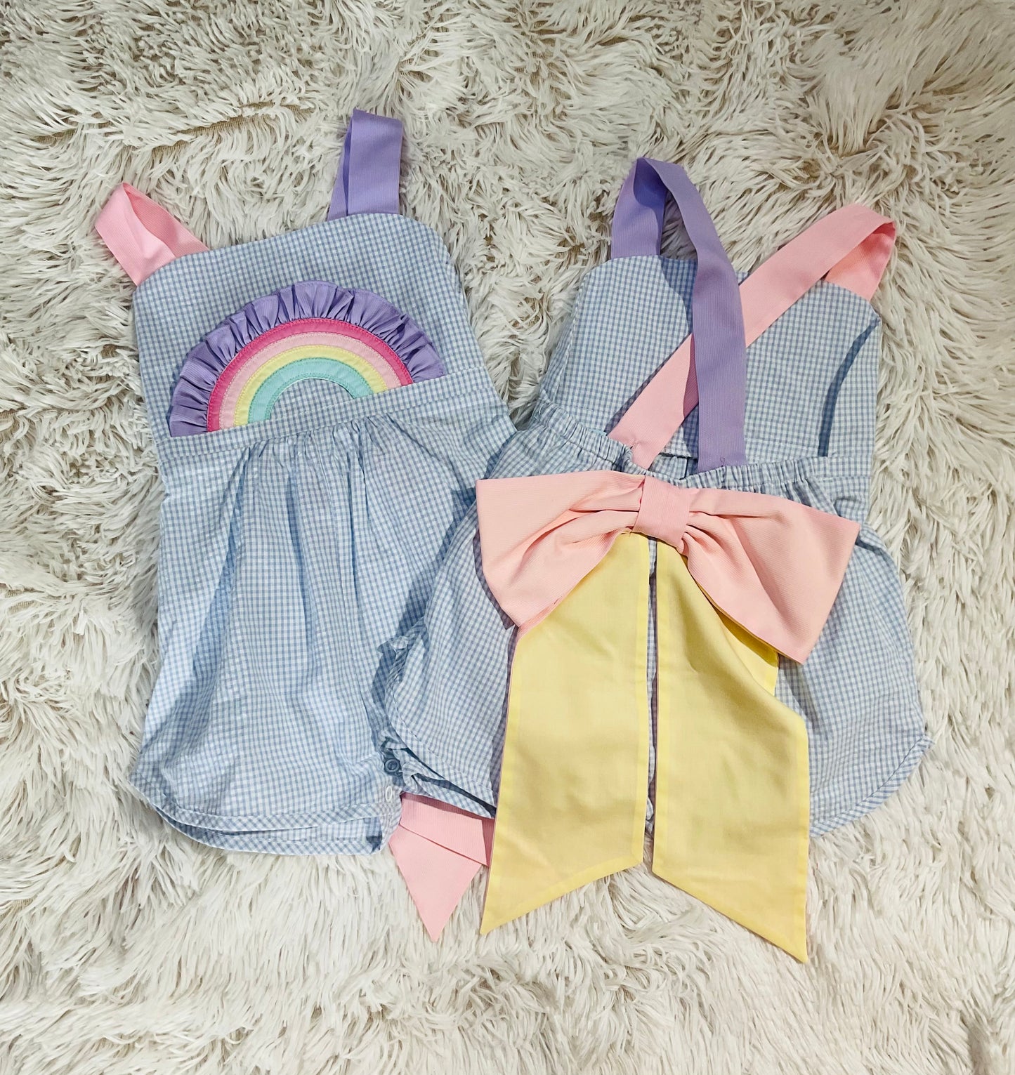 Rainbow Seersucker Overall