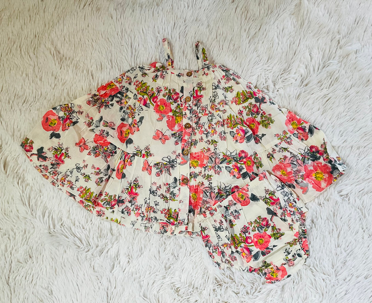 Cream & Pink Coral Dress