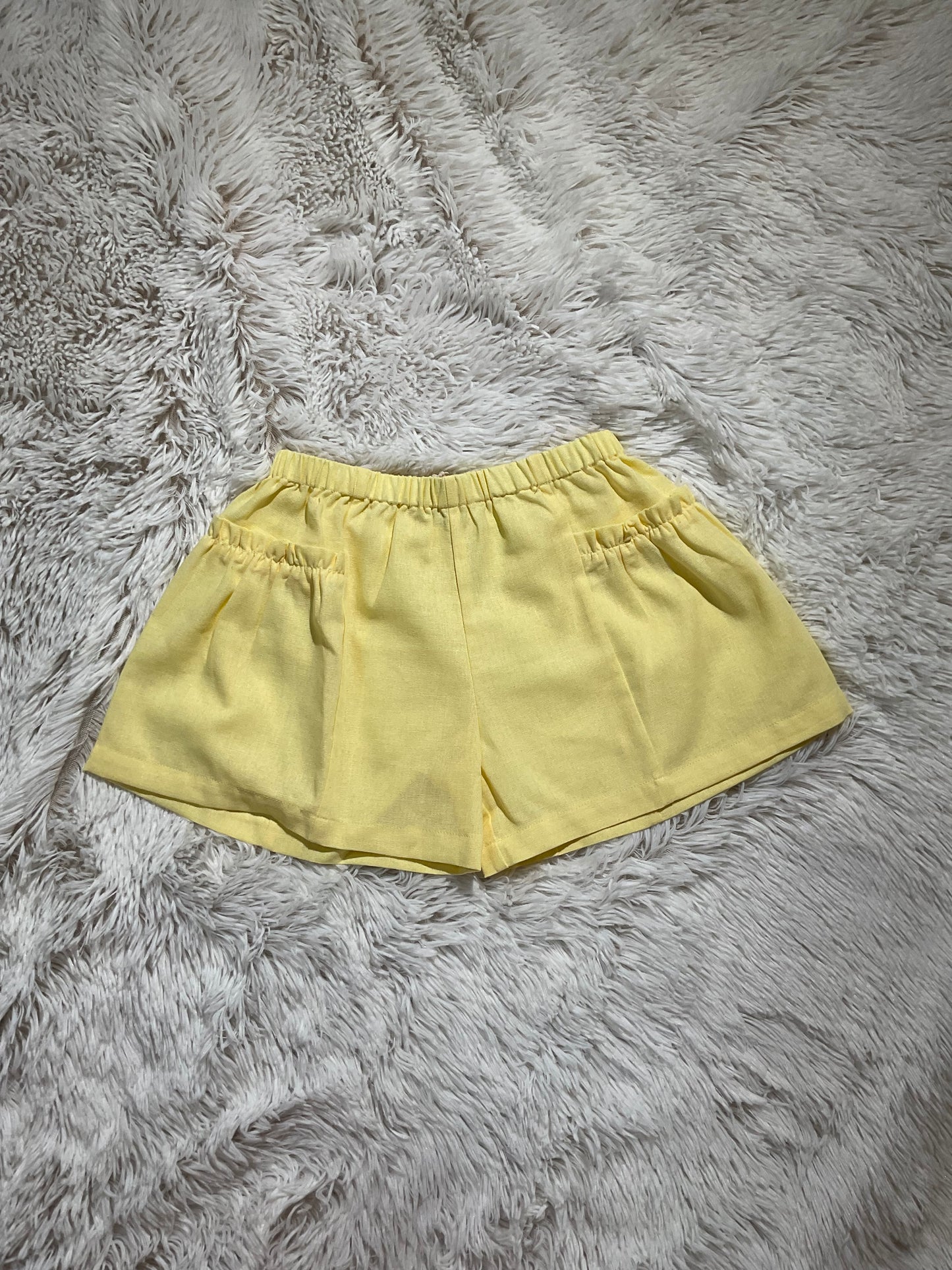 Pastel Yellow Ruffle Pocket Short