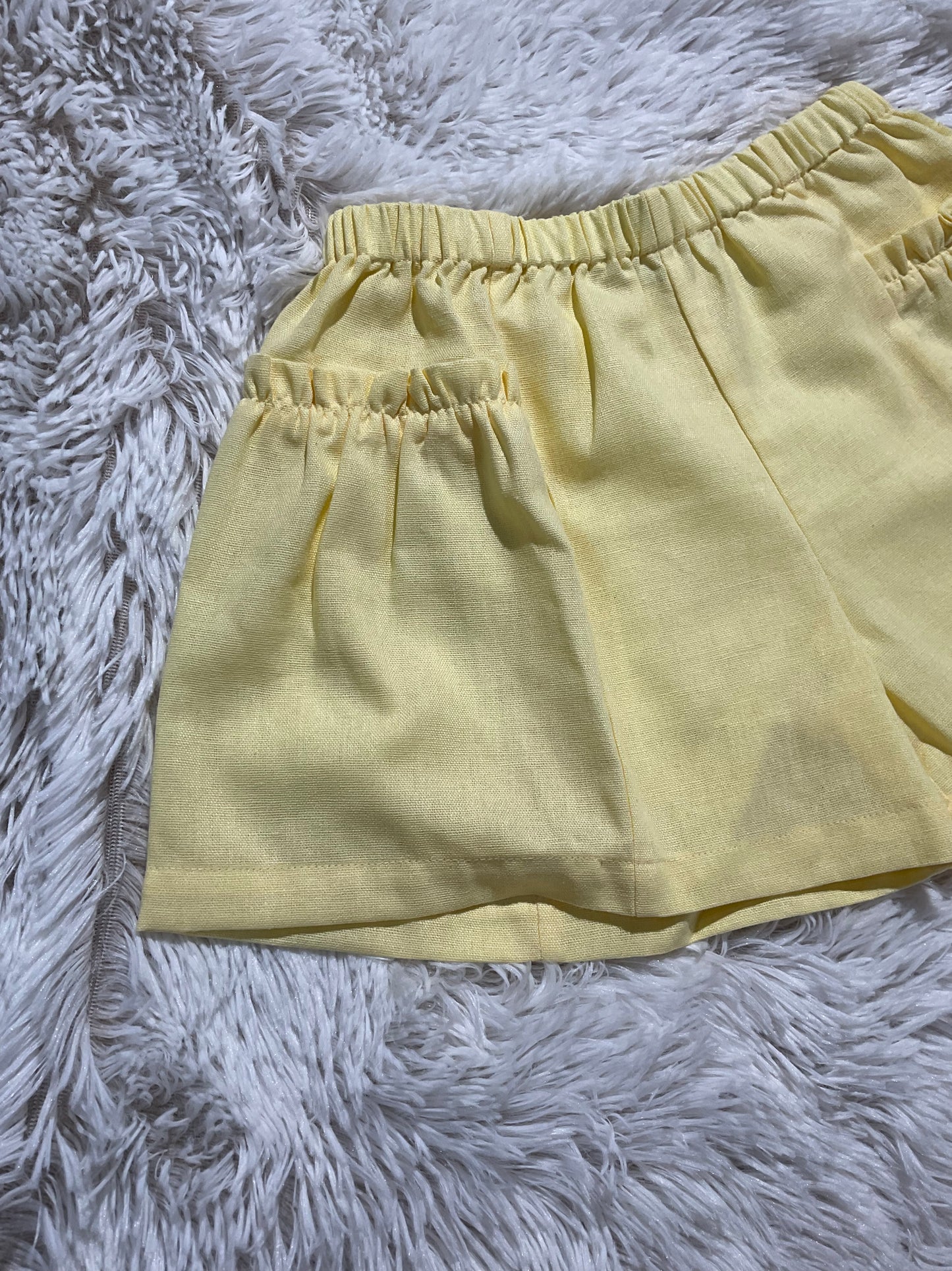 Pastel Yellow Ruffle Pocket Short