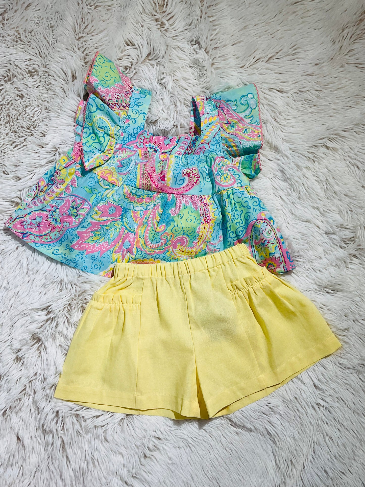 Pastel Yellow Ruffle Pocket Short