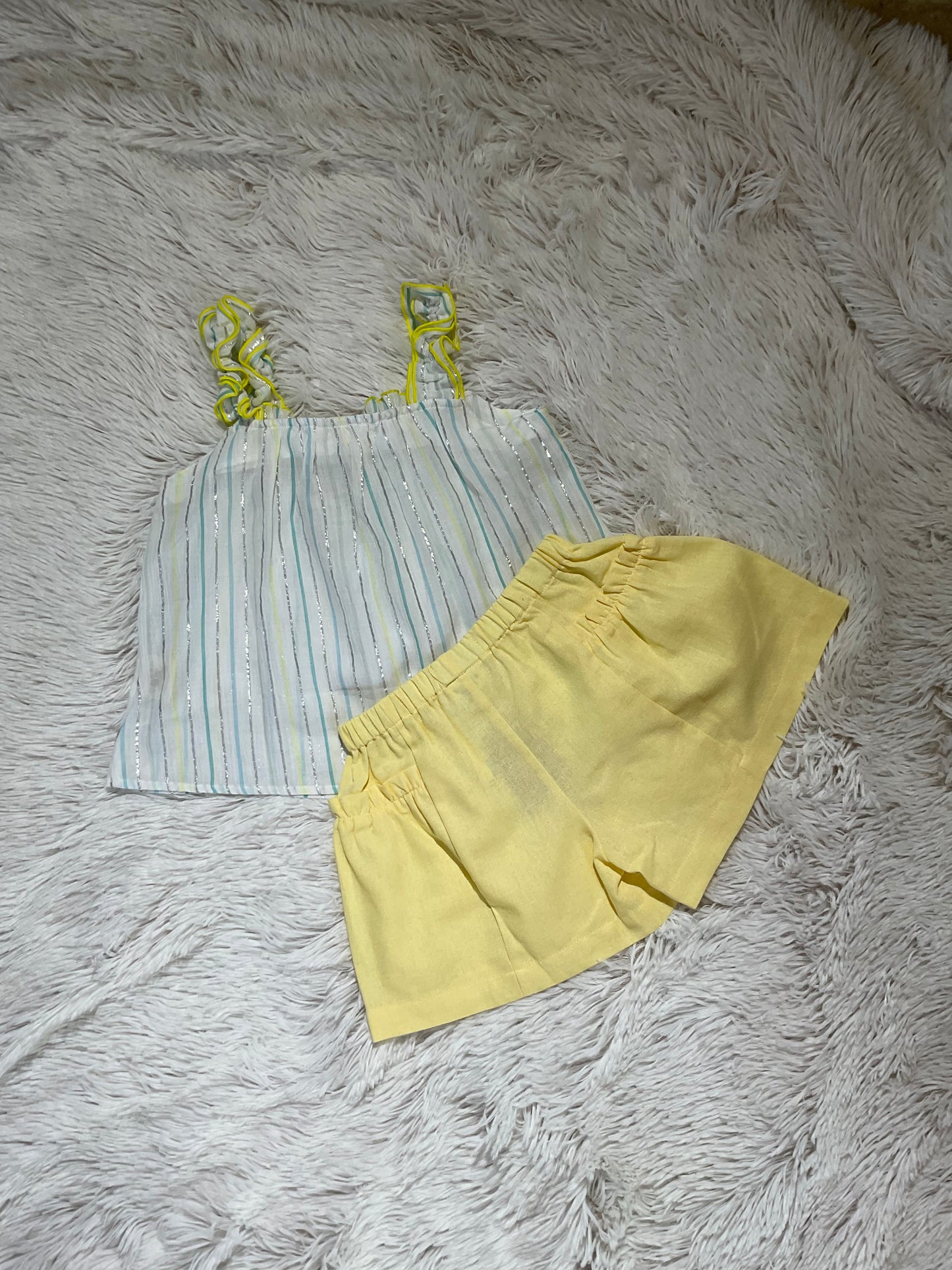 Pastel Yellow Ruffle Pocket Short