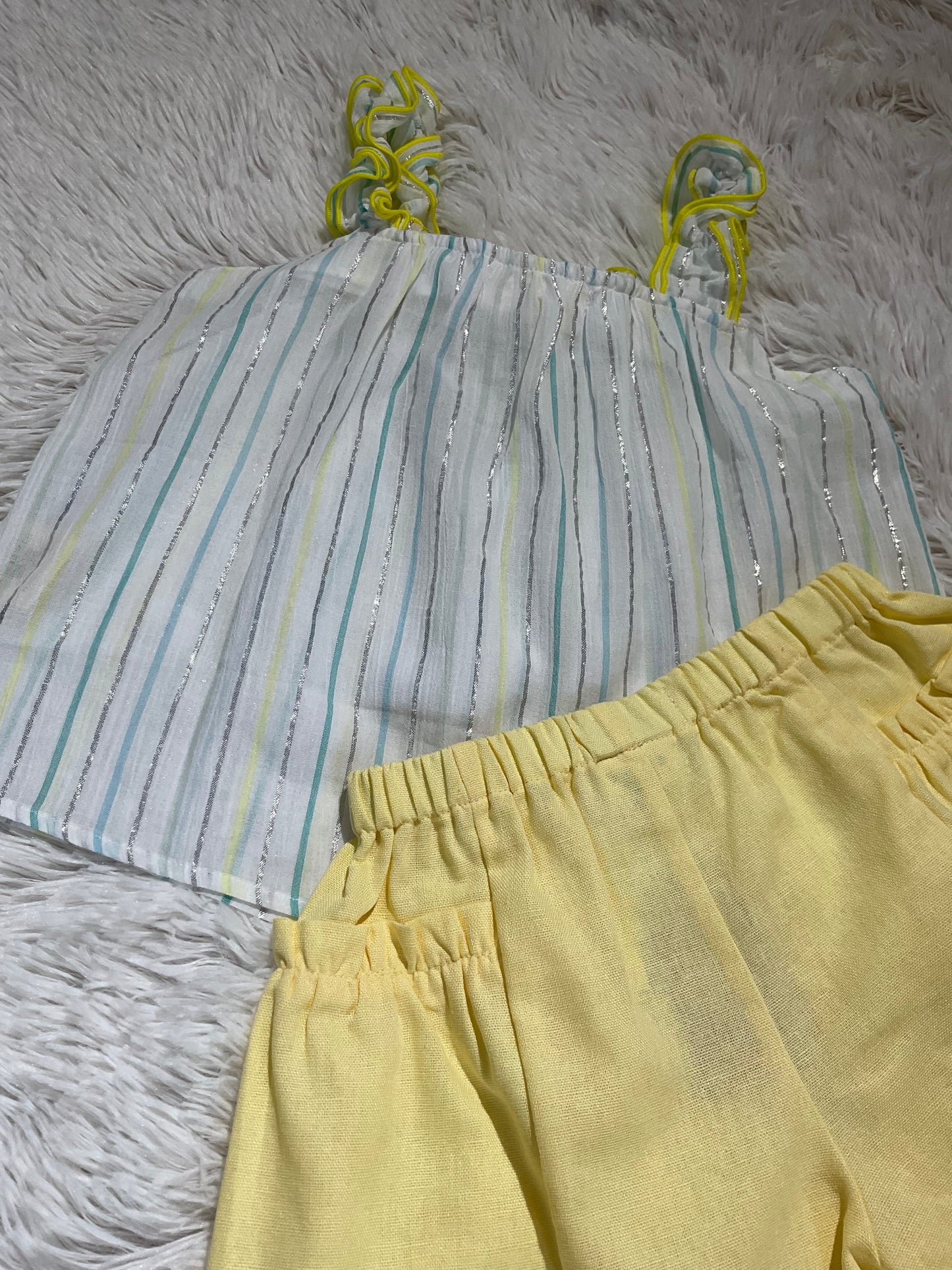 Pastel Yellow Ruffle Pocket Short