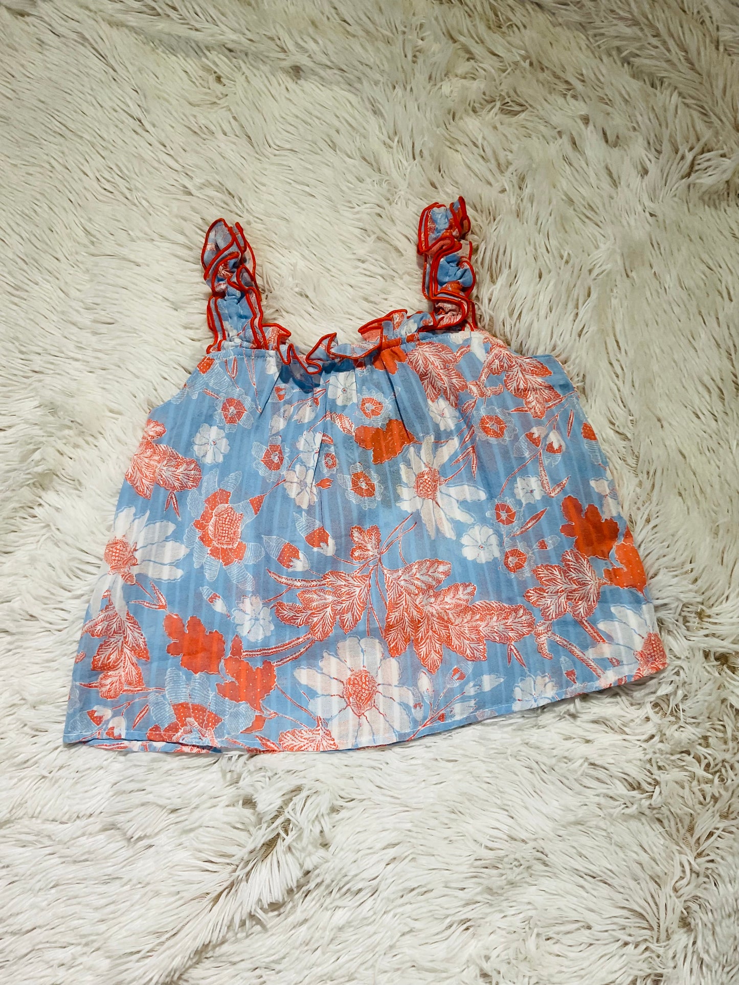 Coral Floral Print Top