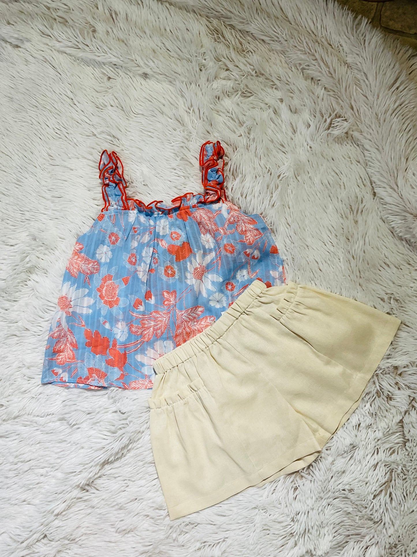 Beige Ruffle Pocket Short