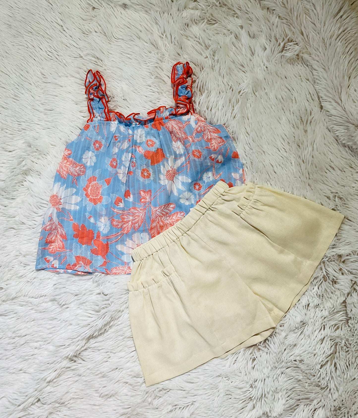 Coral Floral Print Top
