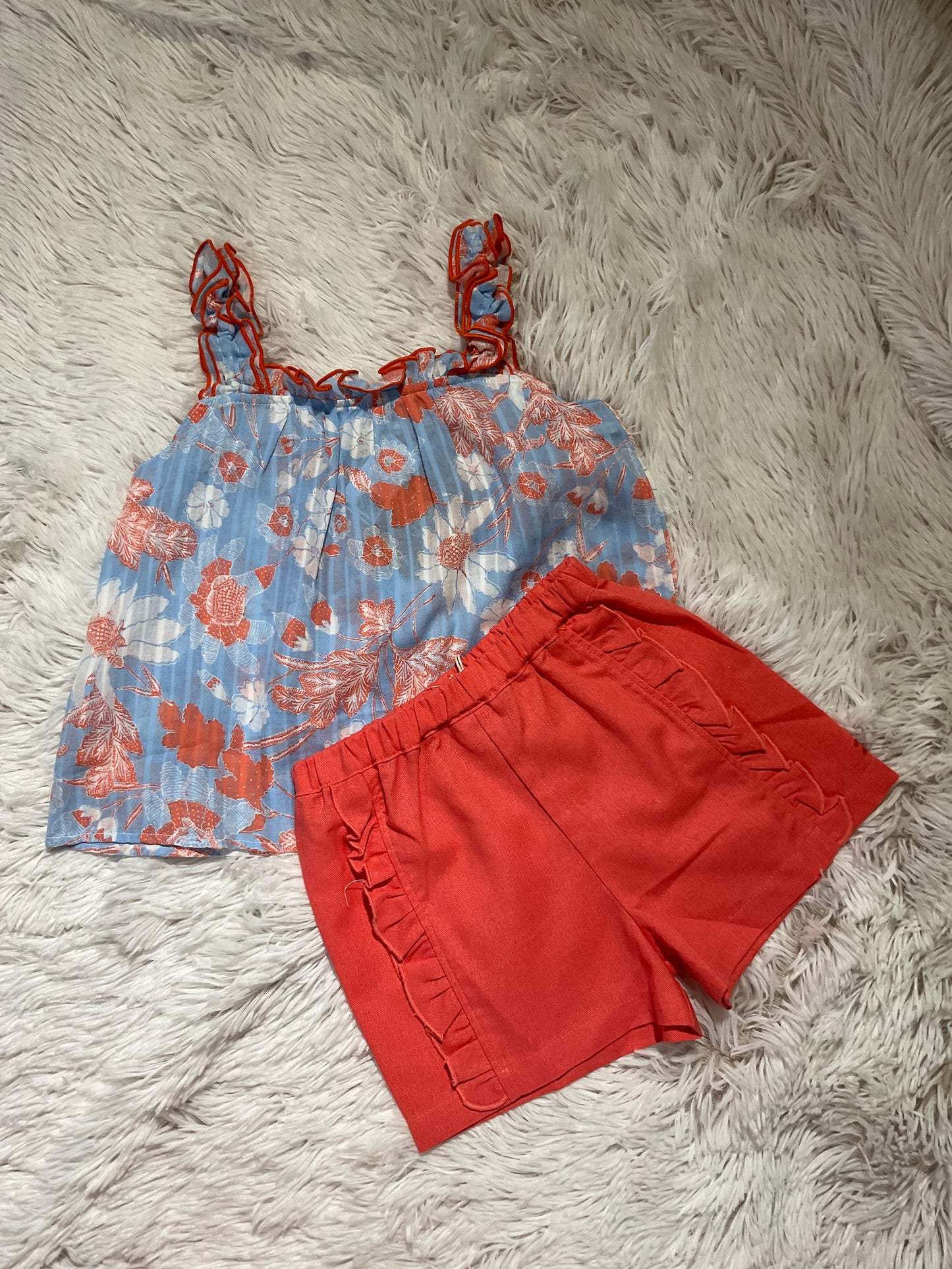 Coral Floral Print Top
