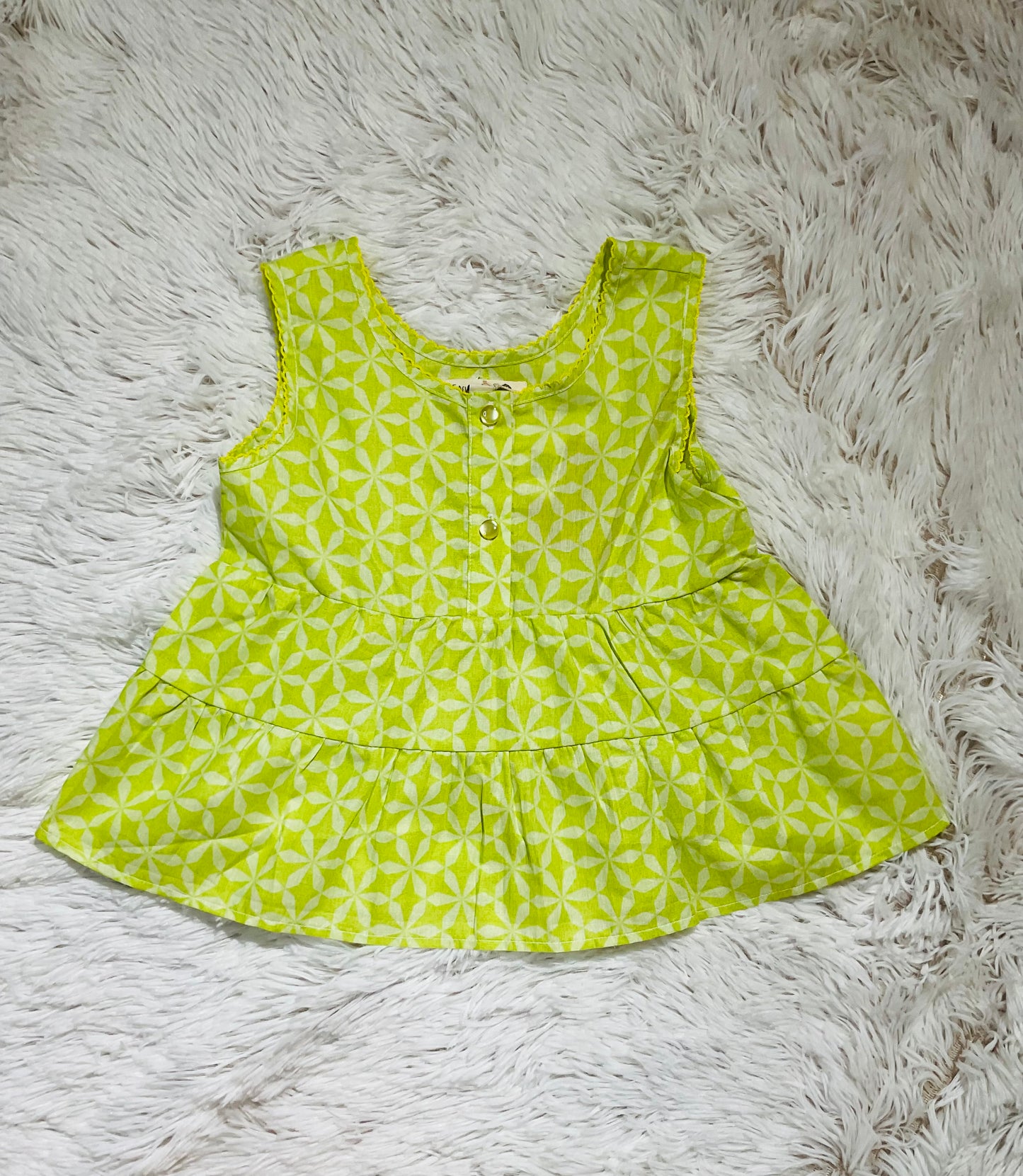Lime Floral Print Top