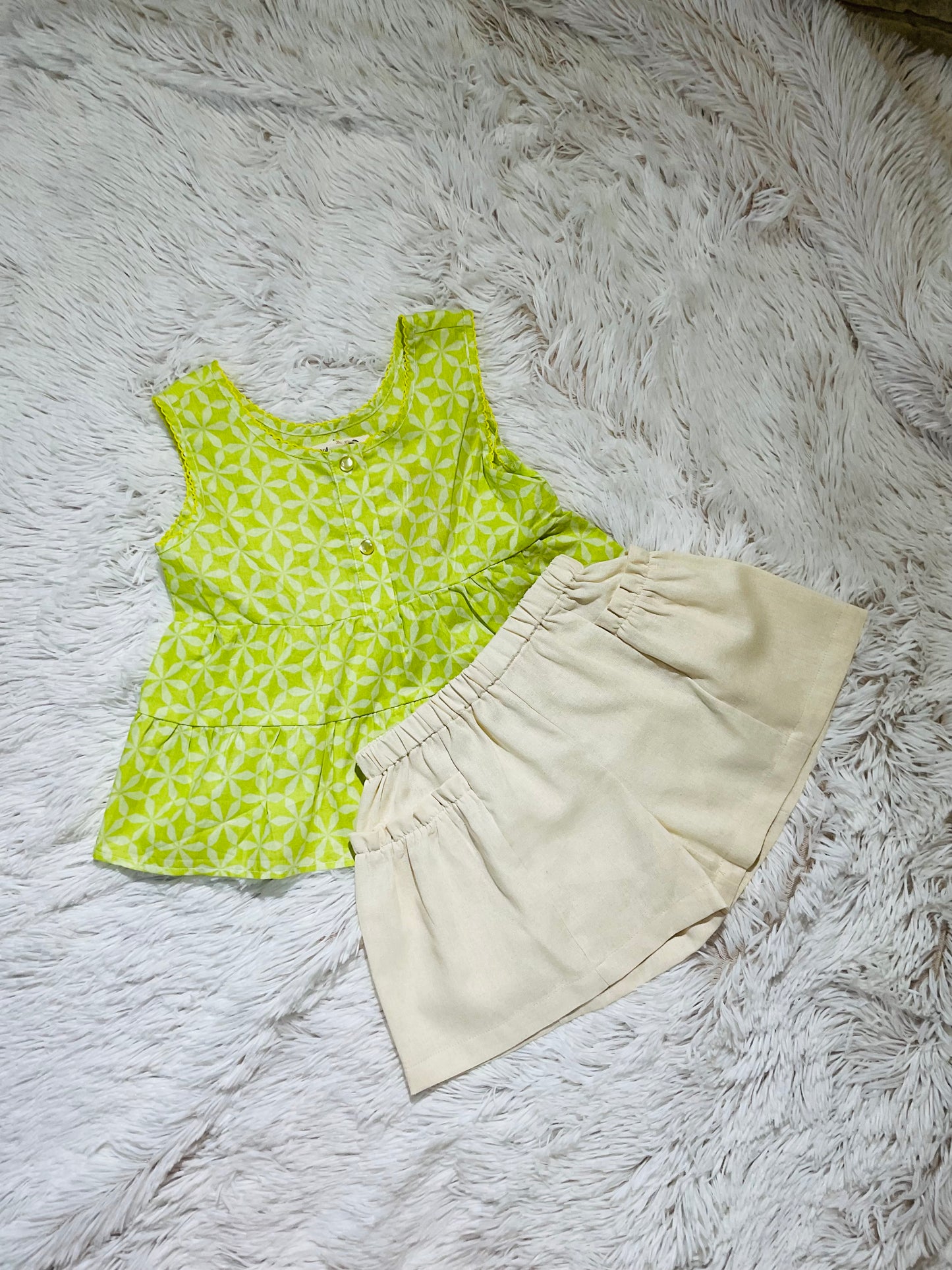 Beige Ruffle Pocket Short