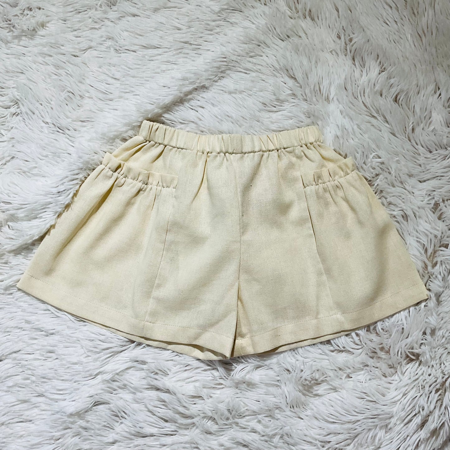 Beige Ruffle Pocket Short