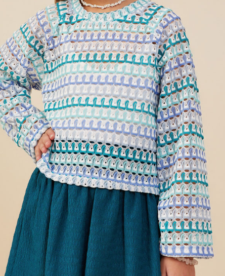 Girls Multicolor Loose Knit Relaxed Top