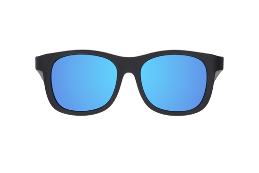 Polarized Navigator Sunglasses (Award Winning): Jet Black | Cobalt Mirrored Lens
