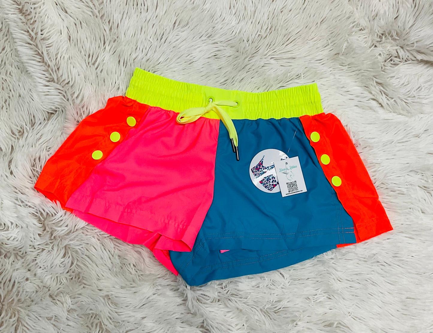Neon Color Block Shorts