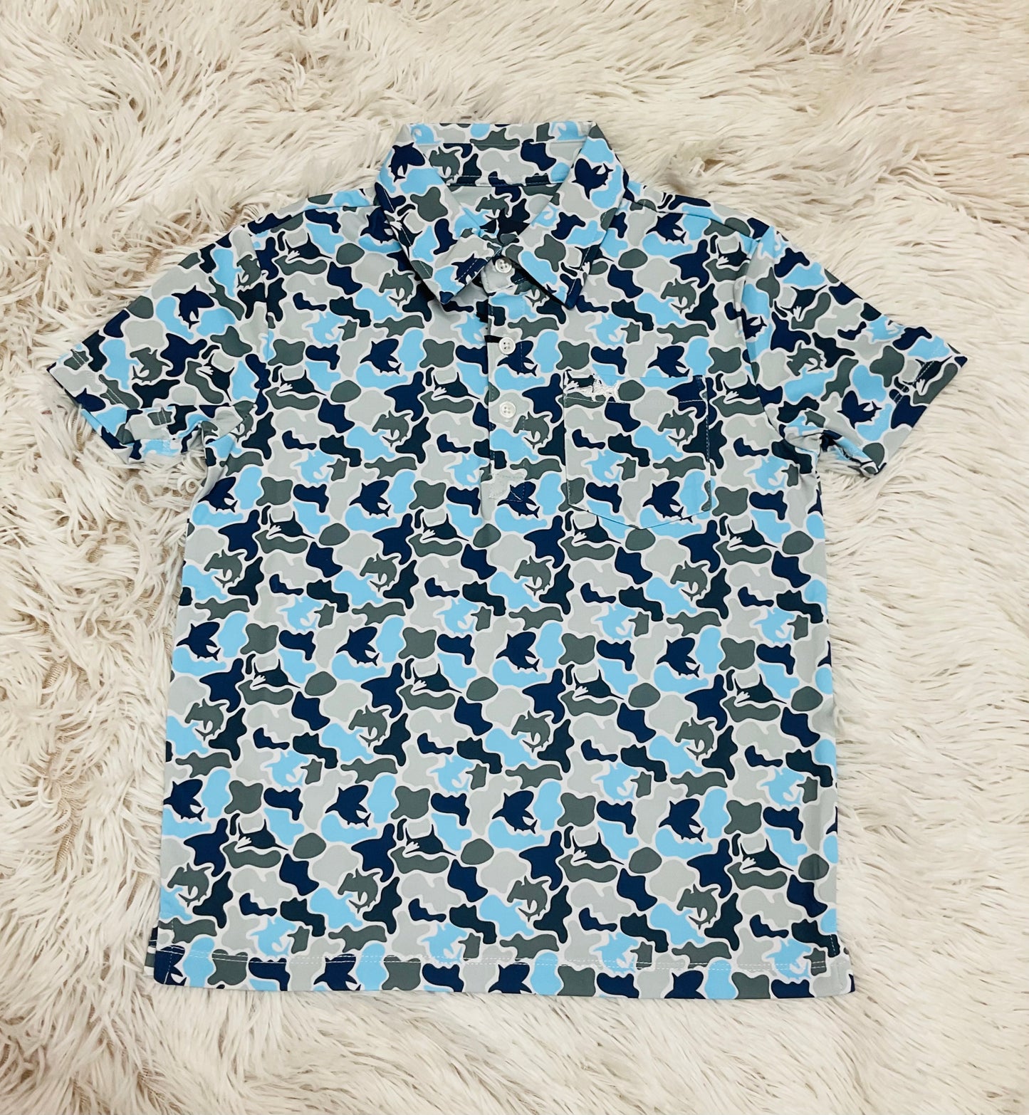 Fish Camo Print Inshore Performance Polo