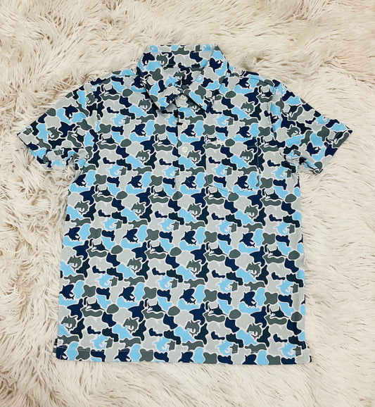 Fish Camo Print Inshore Performance Polo