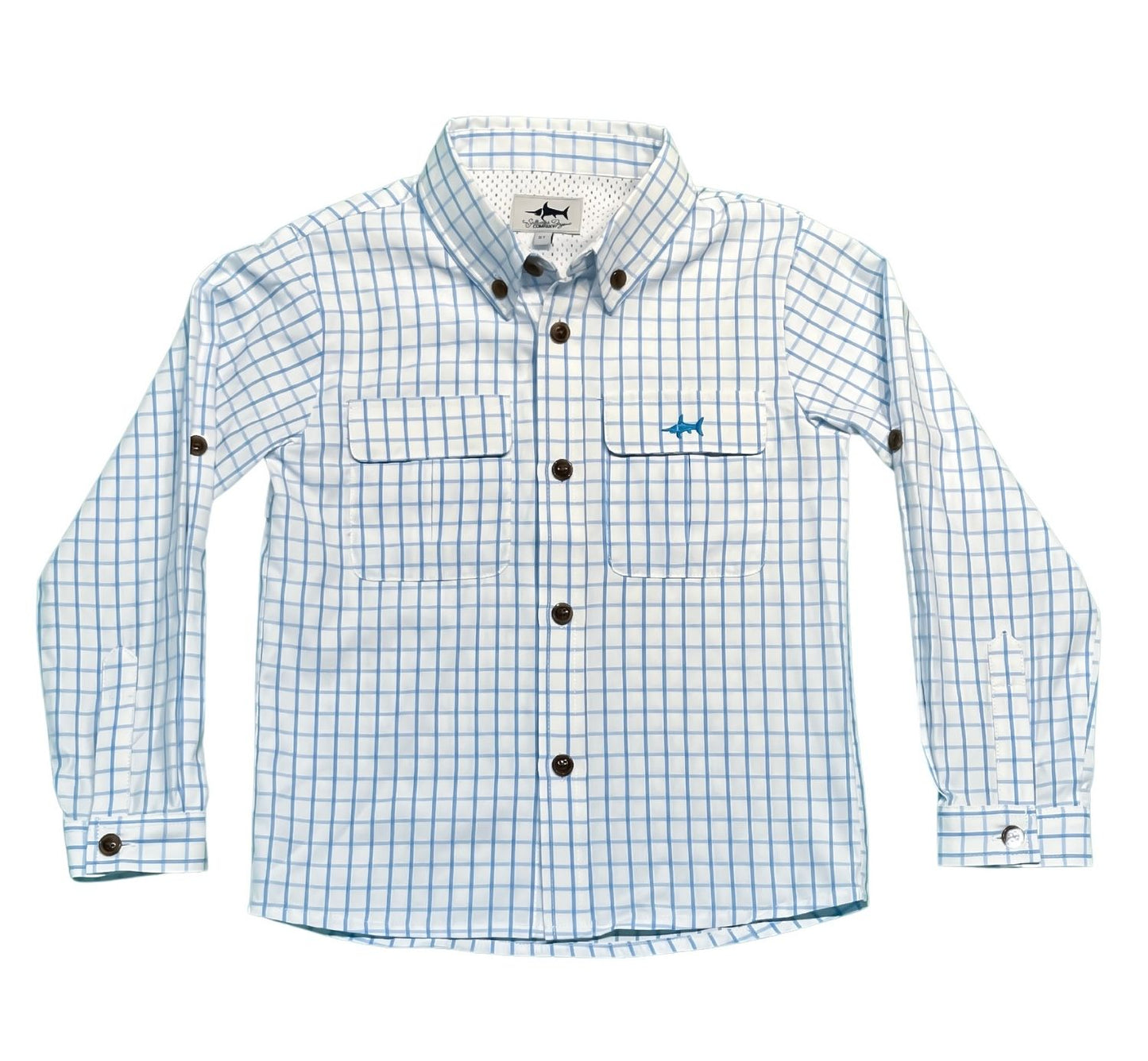 White & Blue Plaid Flagler Fishing Shirt