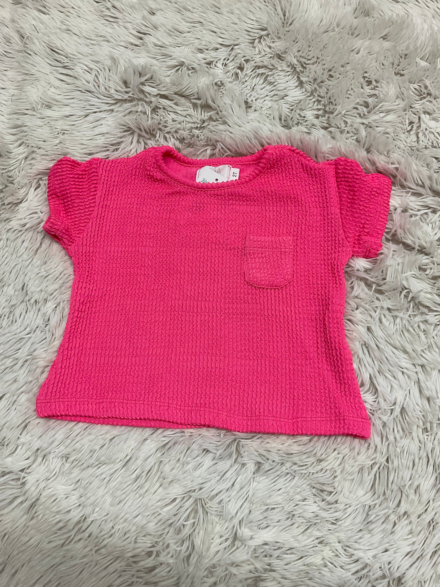 Neon Pink Scrunchy Pocket Tee