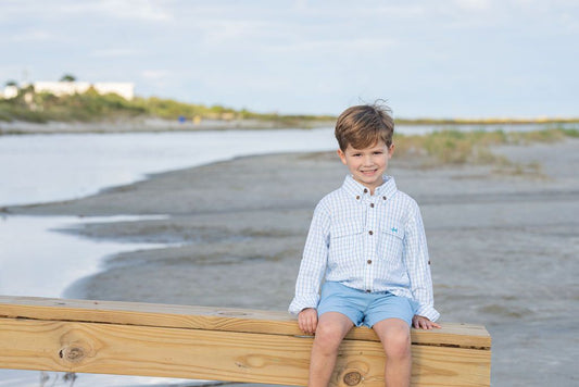 White & Blue Plaid Flagler Fishing Shirt