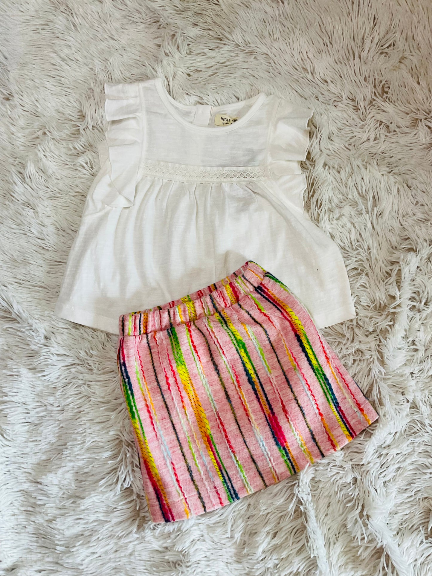 Pink Multi Color Mini Skirt