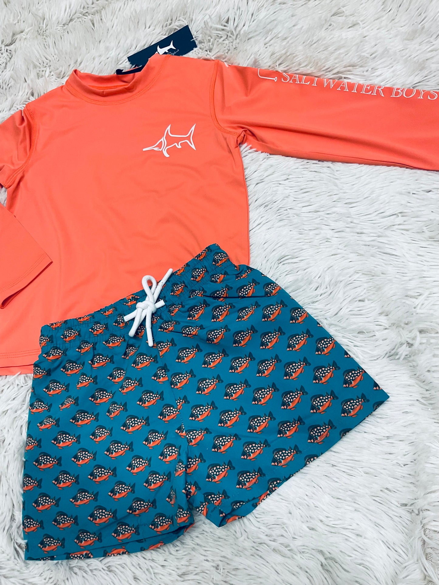 Teal Tropical Fish Saint Simon Swim Trunk