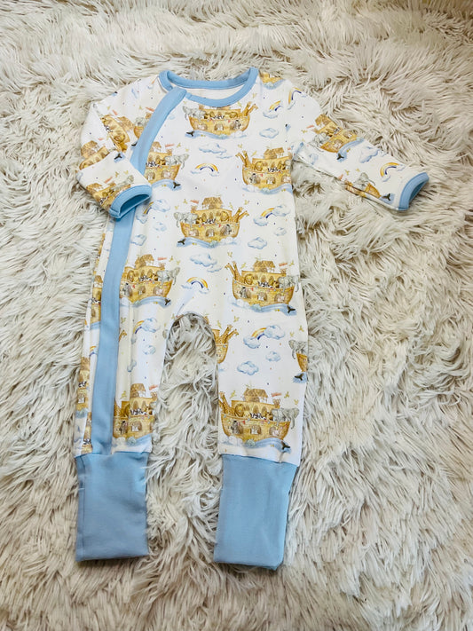 All Aboard Noah's Ark Organic Cotton Pajamas Onsie