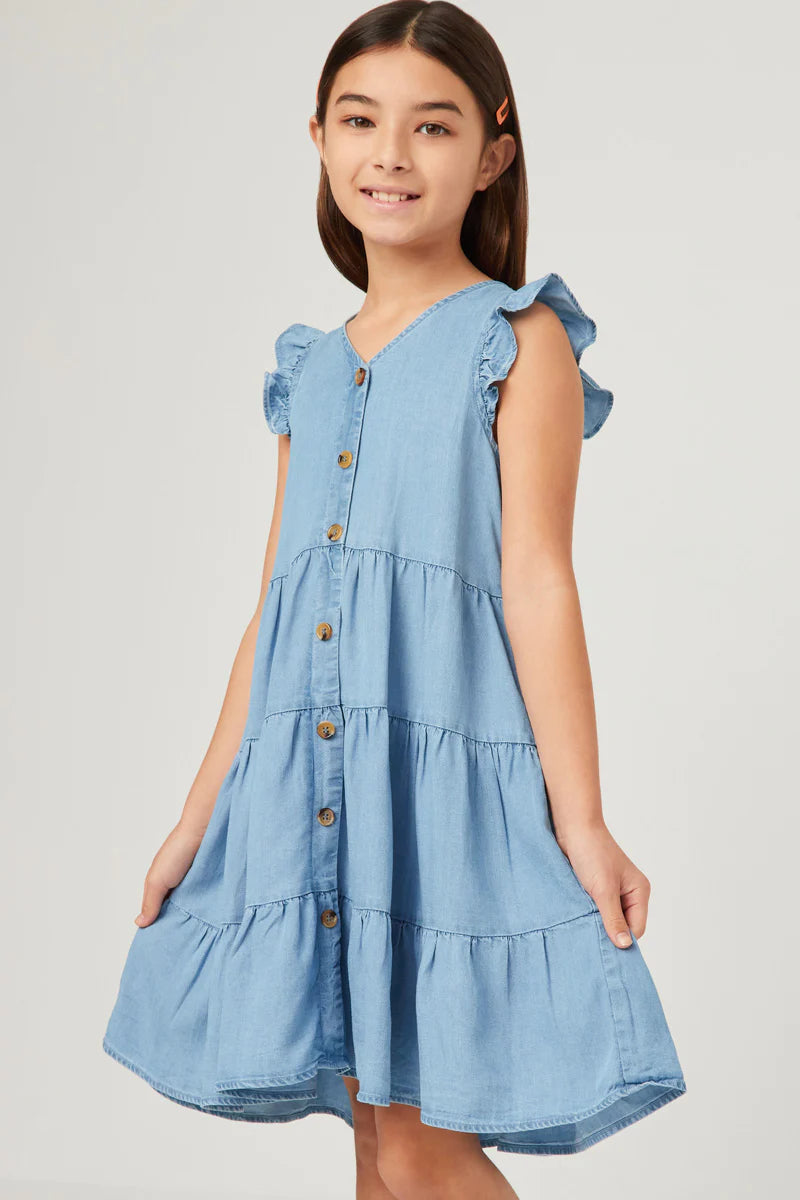 Ruffle Button Down Tiered Dress