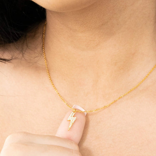 Lightning Bolt Gold-plated Charm Necklace