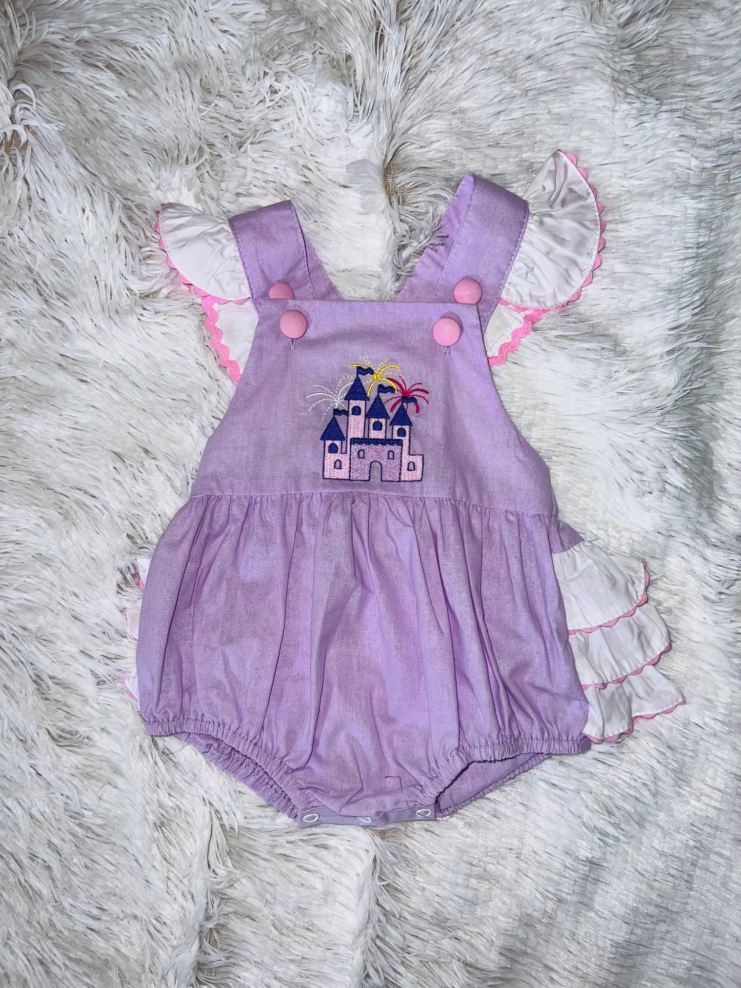 Purple Fairy Castle Smocked  Ruffle Romper