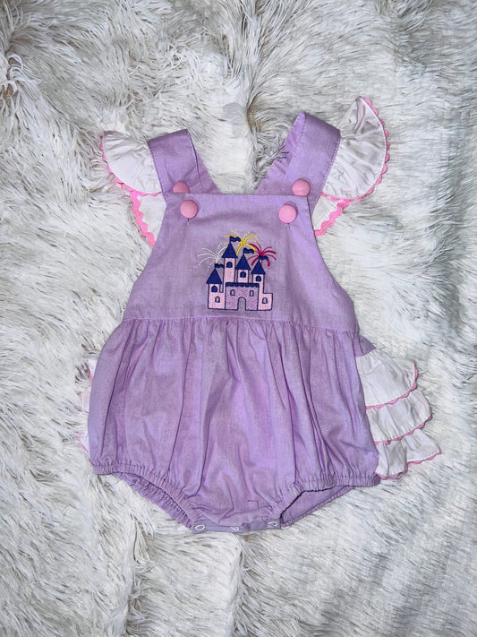 Purple Fairy Castle Smocked  Ruffle Romper