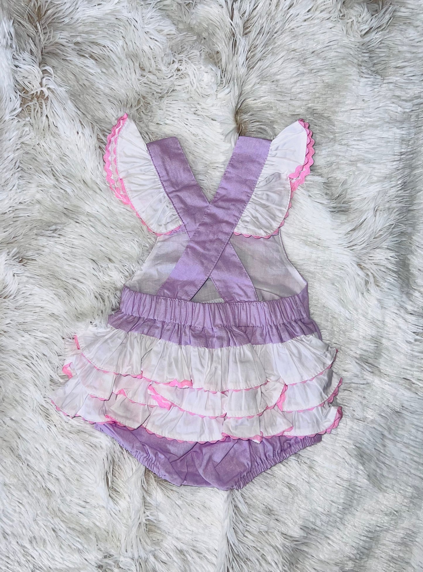 Purple Fairy Castle Smocked  Ruffle Romper