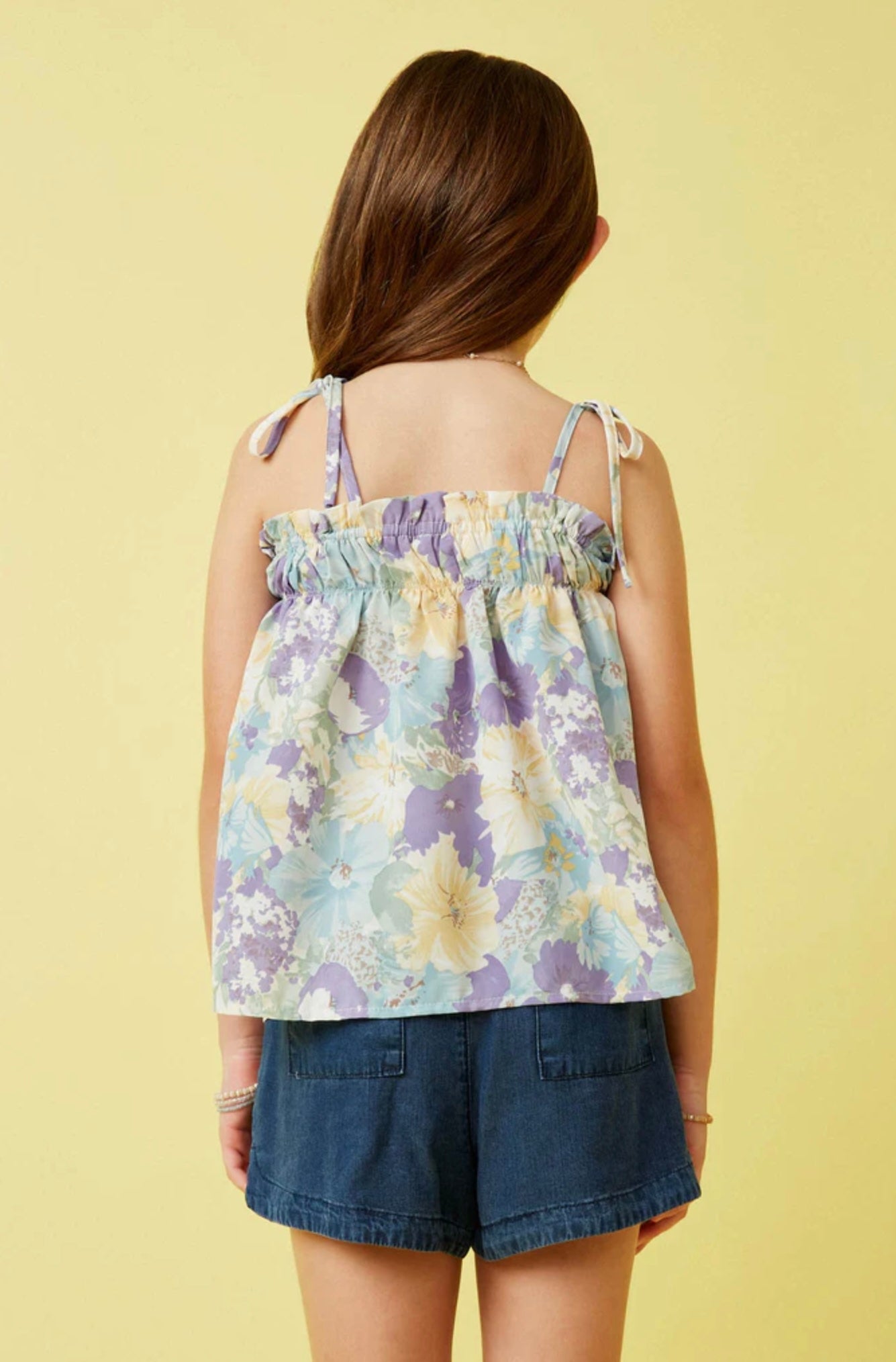 Soft Floral Ruffled Bodice Tank