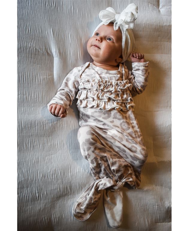 Natural Leopard Knot Gown Newborn