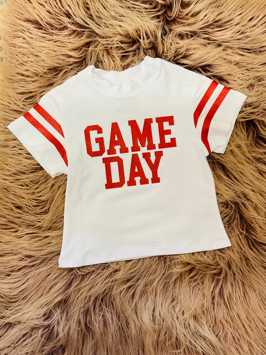 Red GAMEDAY Glitter Boxy Tee