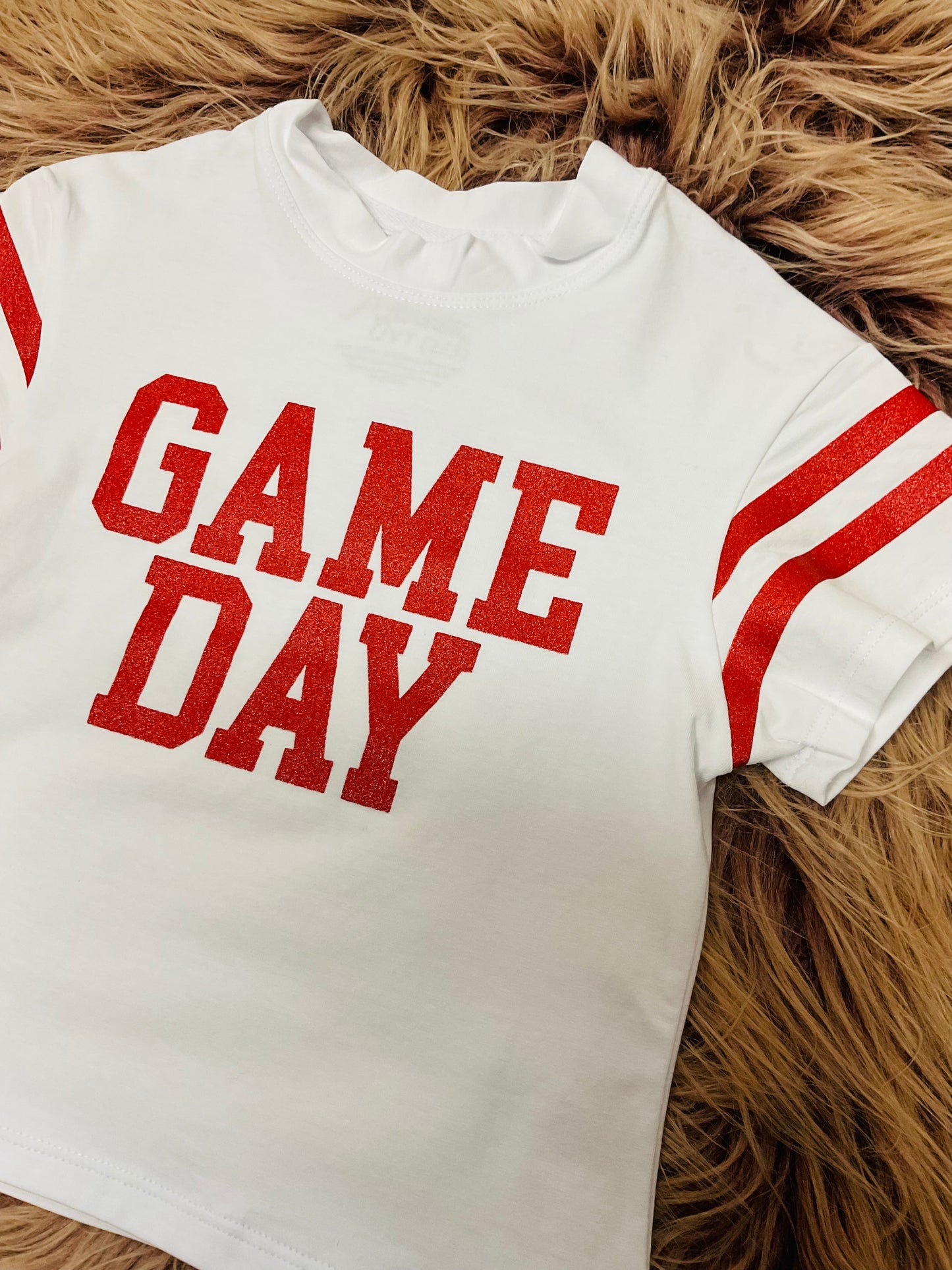 Red GAMEDAY Glitter Boxy Tee