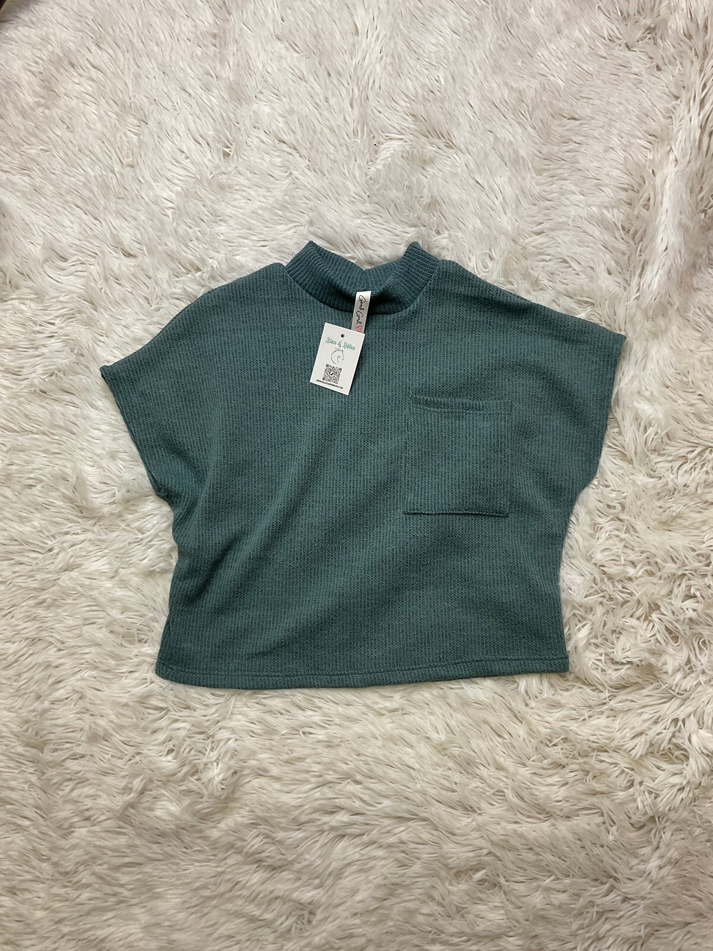 Chest Pocket Mock NecK Top