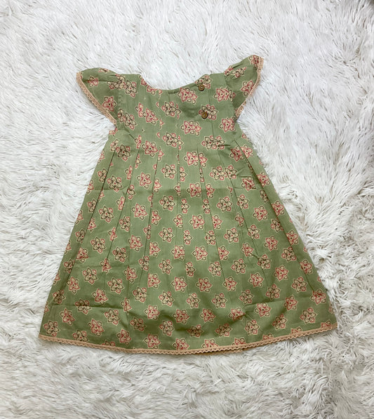 Sage Green Floral Printed Dress