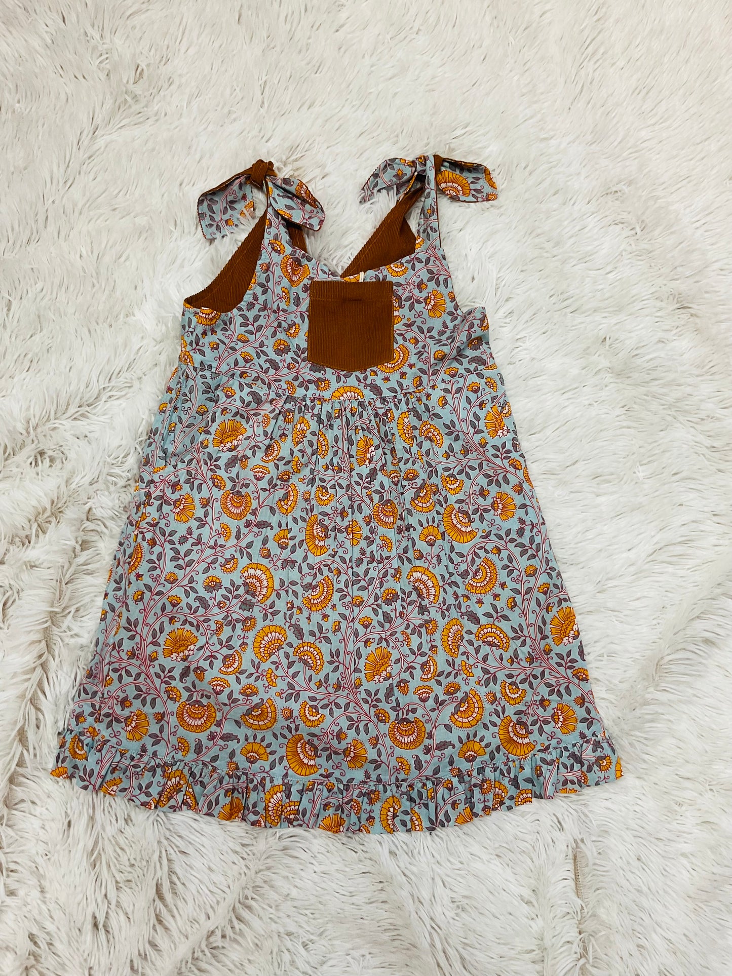 Reversable Floral Print & Corduroy Dress