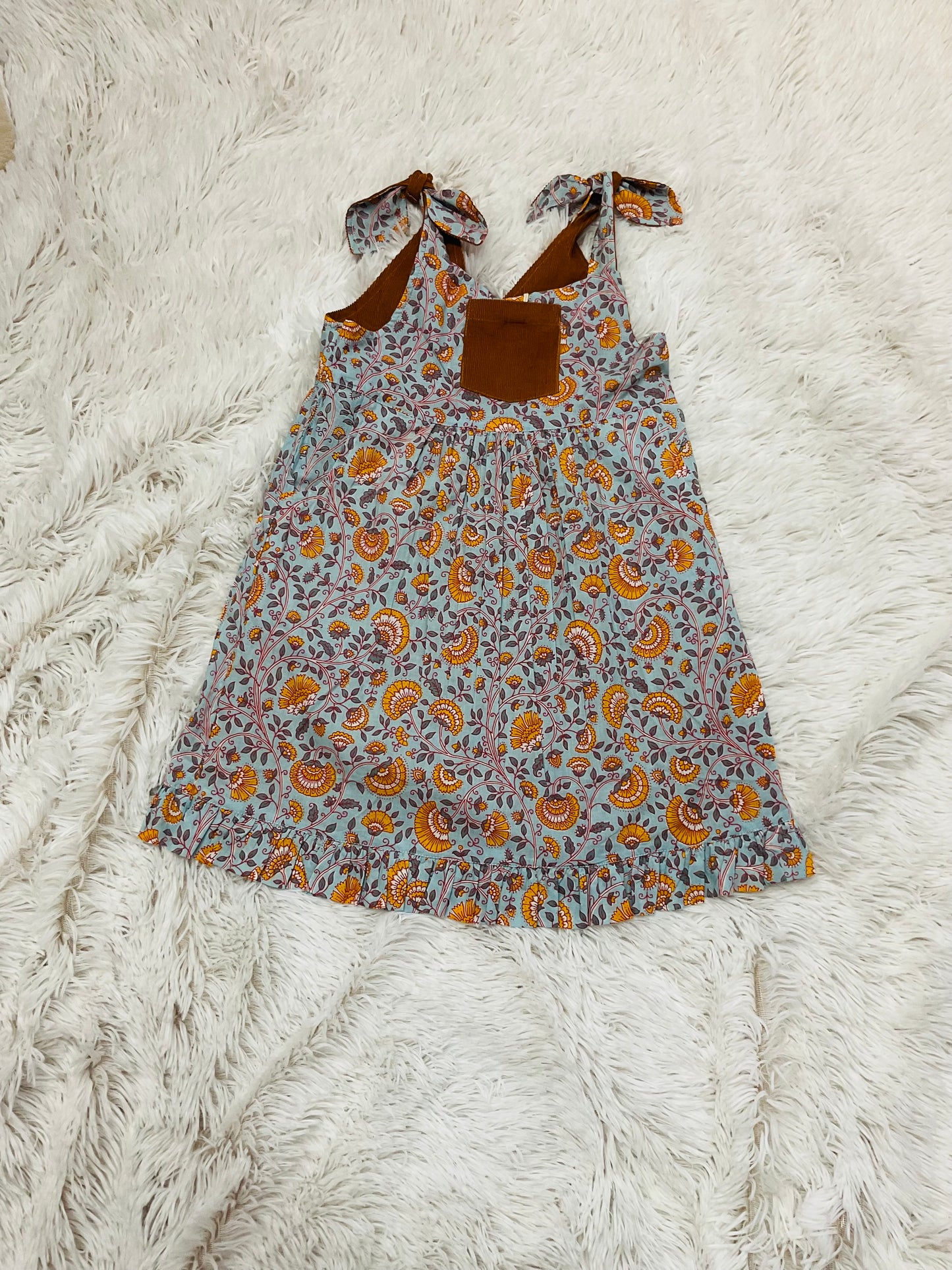 Reversable Floral Print & Corduroy Dress with Bloomers