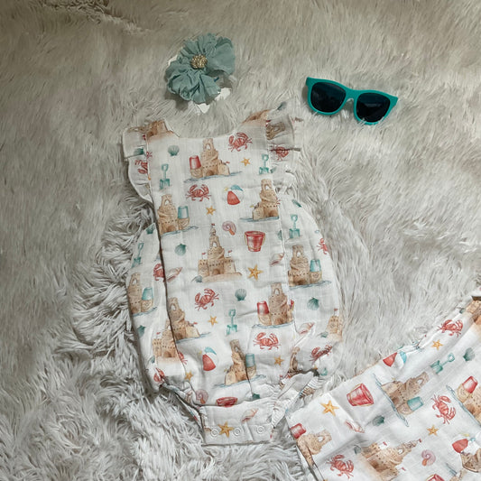 Sandcastle Kingdom Organic Muslin Sunsuit