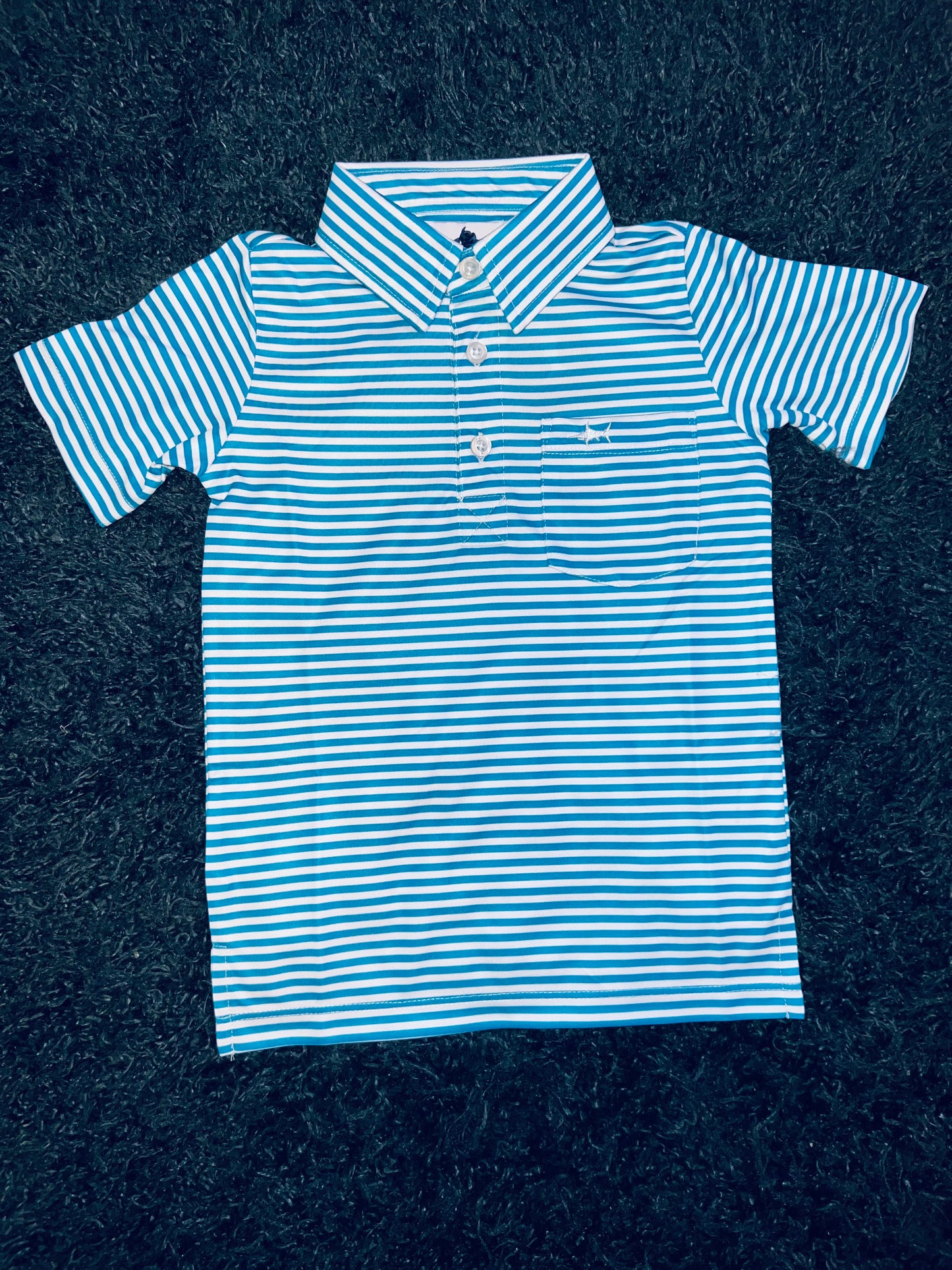 Inshore Performance Polo teal/white stripe