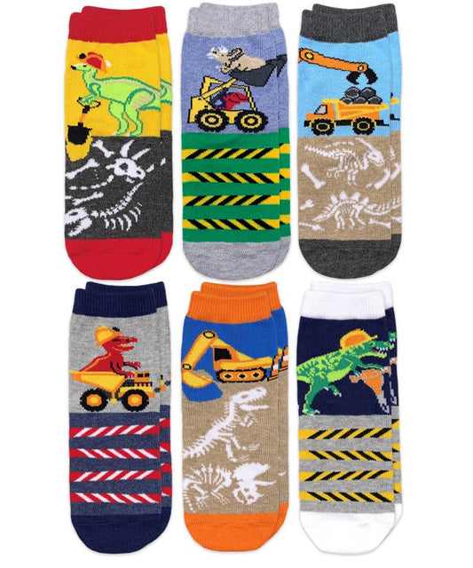 Construction Dinosaurs Crew Socks 6 Pair Pack