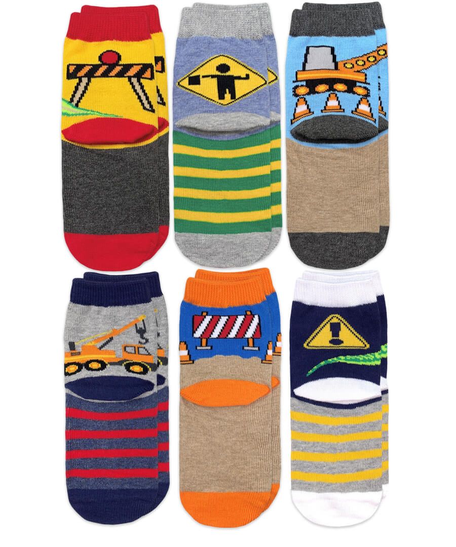 Construction Dinosaurs Crew Socks 6 Pair Pack