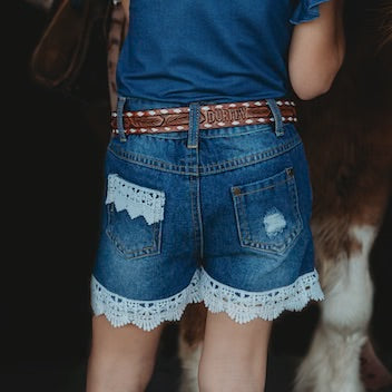 Denim Lace Shorts