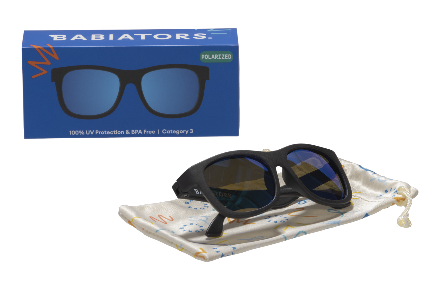 Polarized Navigator Sunglasses (Award Winning): Jet Black | Cobalt Mirrored Lens